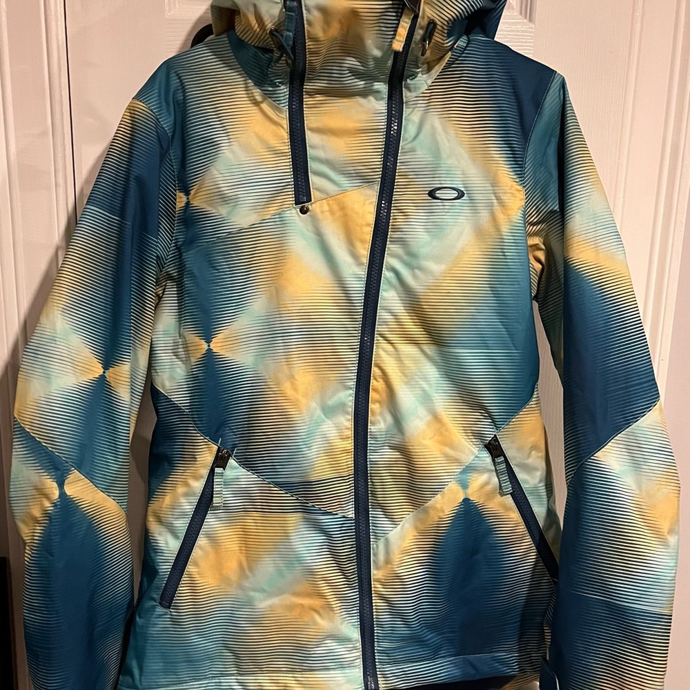 OAKLEY Women's Blue and Yellow Snowboard Ski Jacket (M)